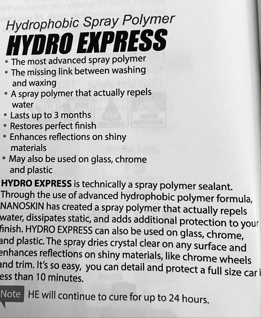 Hydro Express: Hydrophobic Spray Polymer — Ceramic Coatings, Clear